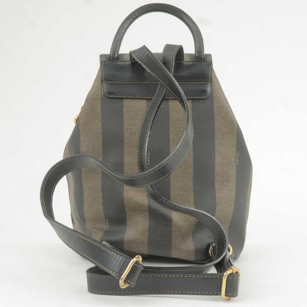 FENDI Pequin PVC Leather Back Pack Bag Khaki Blac… - image 3