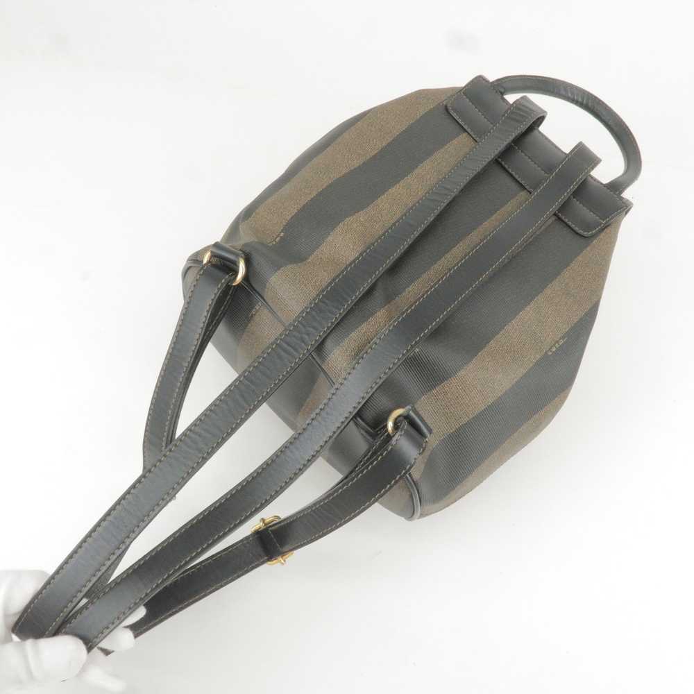 FENDI Pequin PVC Leather Back Pack Bag Khaki Blac… - image 7