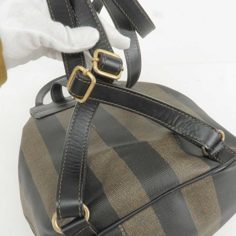 FENDI Pequin PVC Leather Back Pack Bag Khaki Blac… - image 8