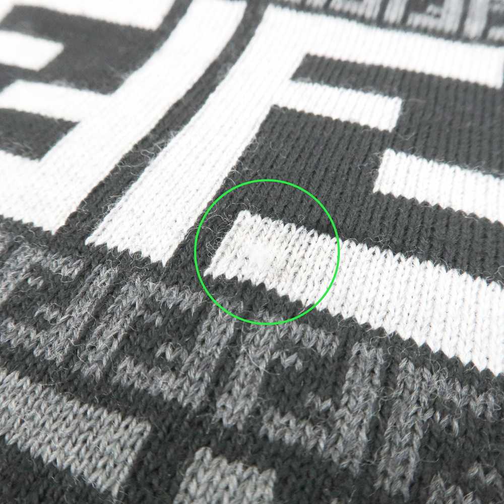 FENDI Zucca Print Logo Wool Silk Scarf Black Gray - image 5