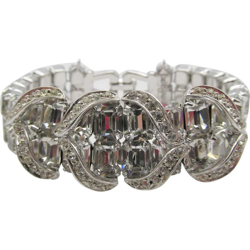 Sparkling 1950s Weiss Crystal Baguette Rhinestone… - image 1