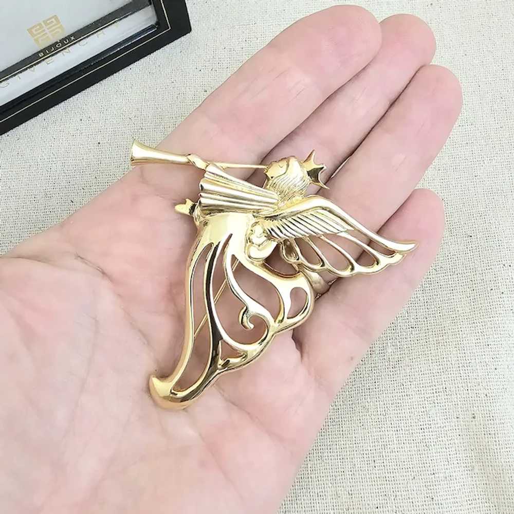Vintage GIVENCHY Heralding Angel with Trumpet Pin… - image 6