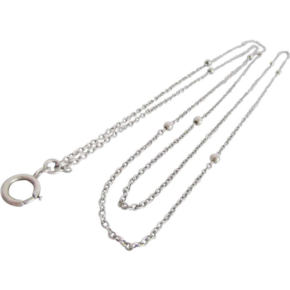 58" Antique French Silver Station Necklace Long G… - image 1