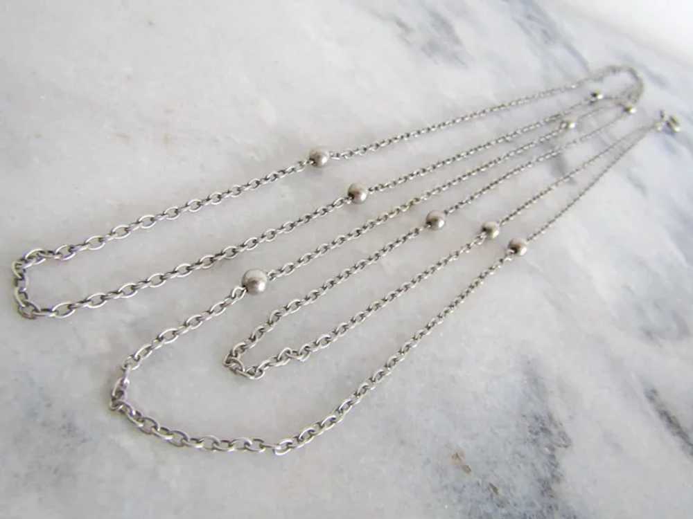58" Antique French Silver Station Necklace Long G… - image 3