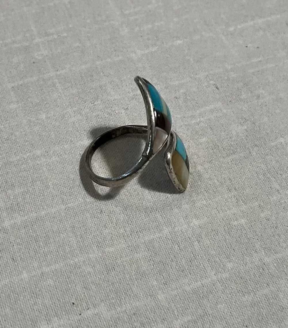Sterling Silver Multi Stone By Pass Ring - image 2