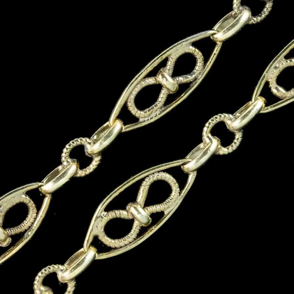 Antique Edwardian French Guard Chain Silver Gold … - image 5