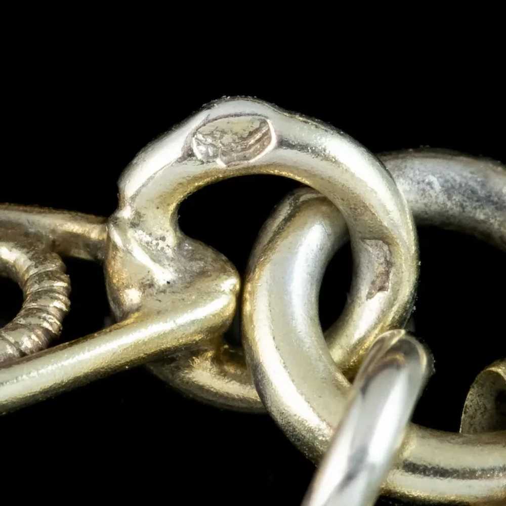 Antique Edwardian French Guard Chain Silver Gold … - image 6