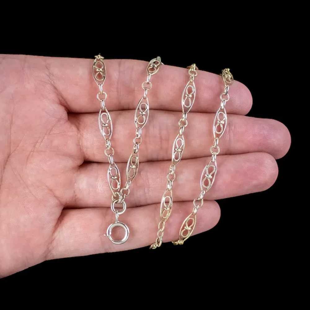 Antique Edwardian French Guard Chain Silver Gold … - image 7