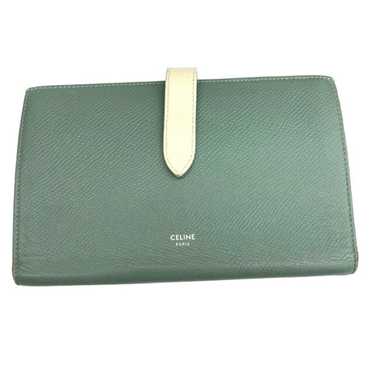 Celine Celine large strap wallet green leather bi… - image 1