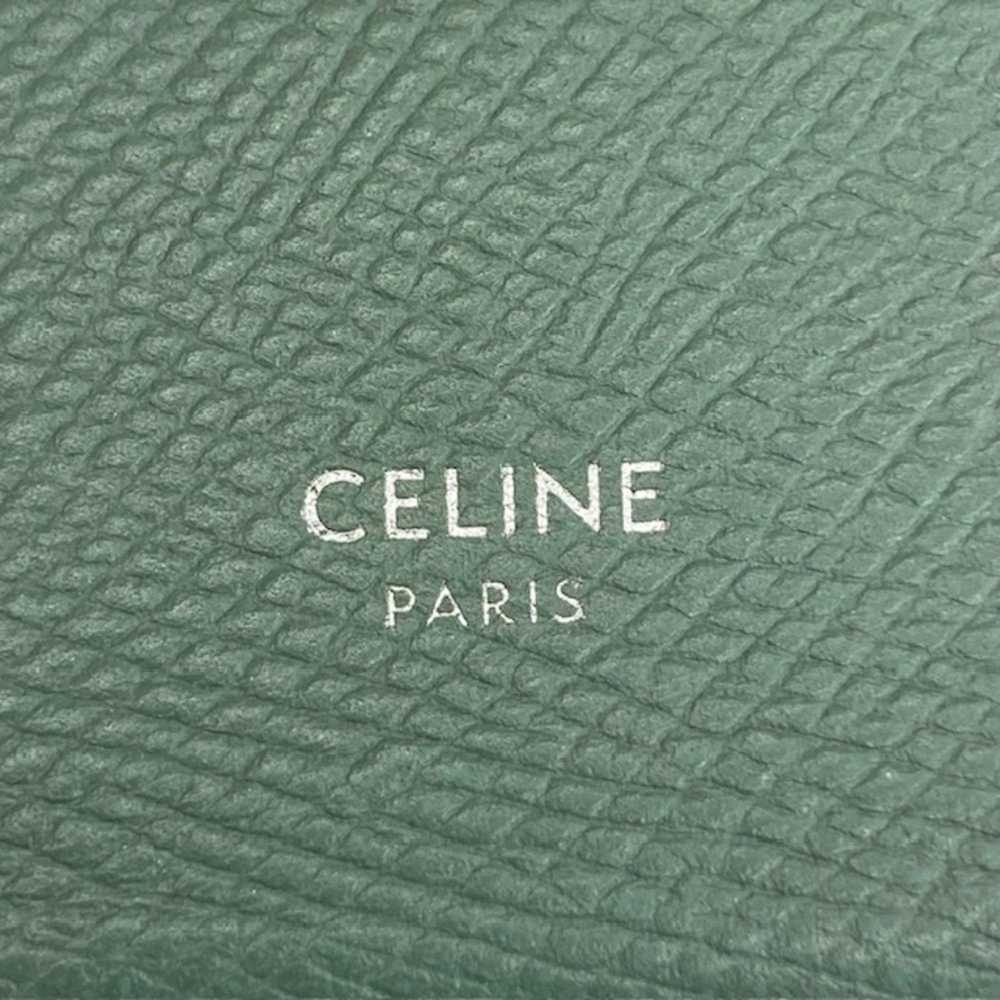 Celine Celine large strap wallet green leather bi… - image 3