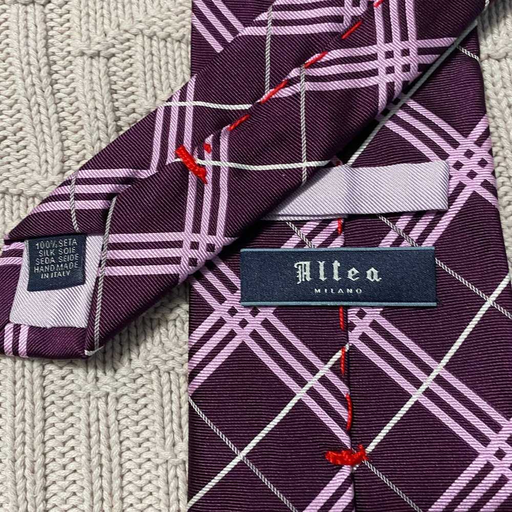 Altea Altea purple plaid silk tie - image 3
