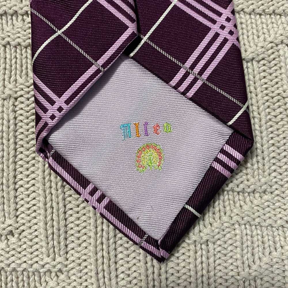 Altea Altea purple plaid silk tie - image 4