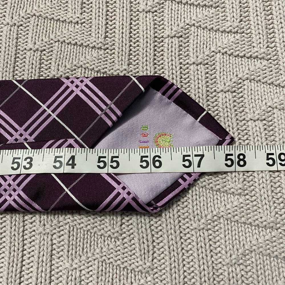 Altea Altea purple plaid silk tie - image 5