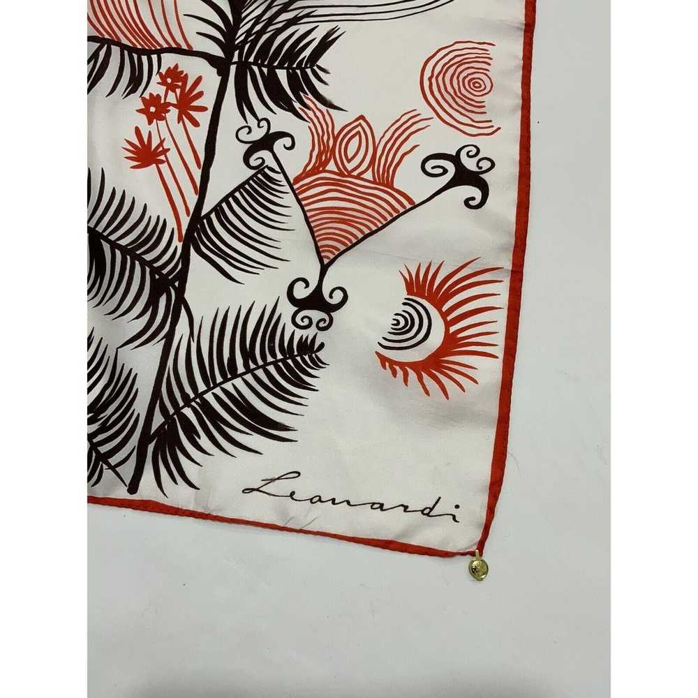 Designer LEONARDI White Floral Silk Scarf 29.5”/ … - image 2