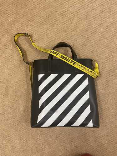 Off-White Off-White Leather Striped Tote Bag