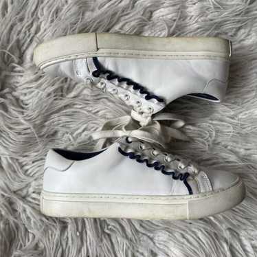 Tory Burch Sport Ruffle-Trim White Leather Low Top