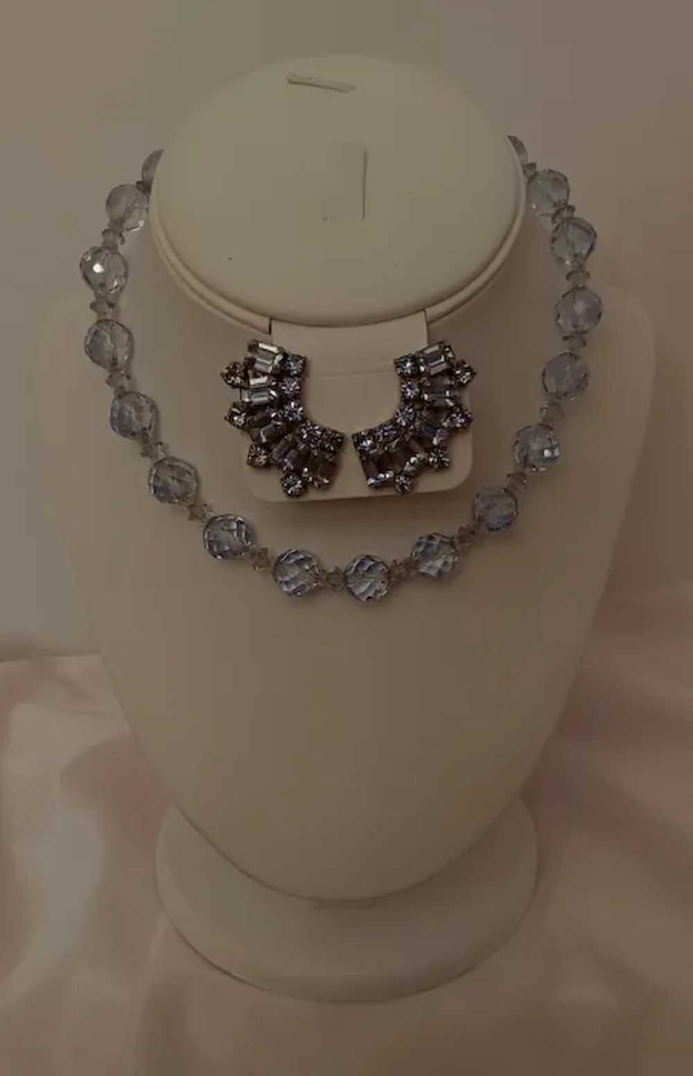 MCM Set Sky Blue Crystal Necklace and Earrings Cr… - image 2