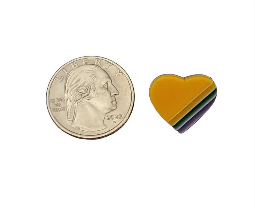 Lea Stein Yellow Layered Lucite Heart Pin Brooch,… - image 5