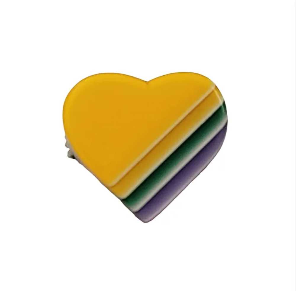 Lea Stein Yellow Layered Lucite Heart Pin Brooch,… - image 9