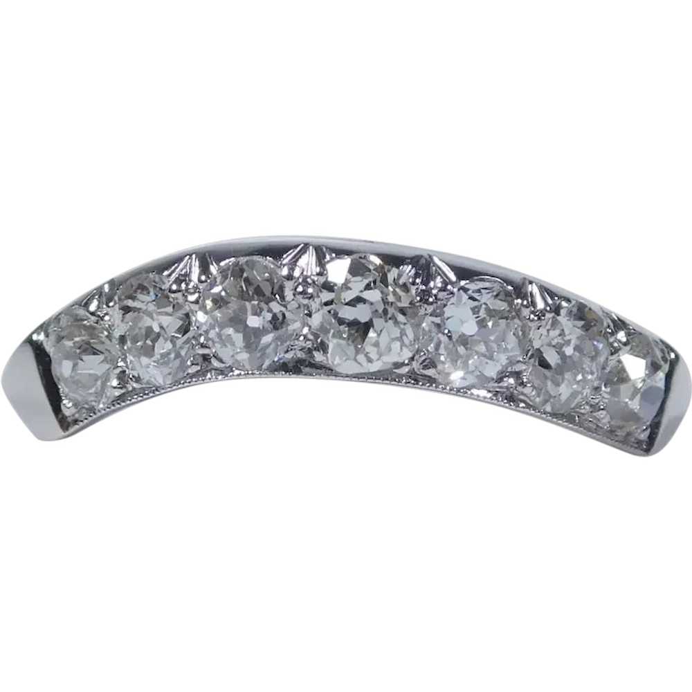 Art Deco Curved 1.14ctw Diamond Wedding Band 14K … - image 1