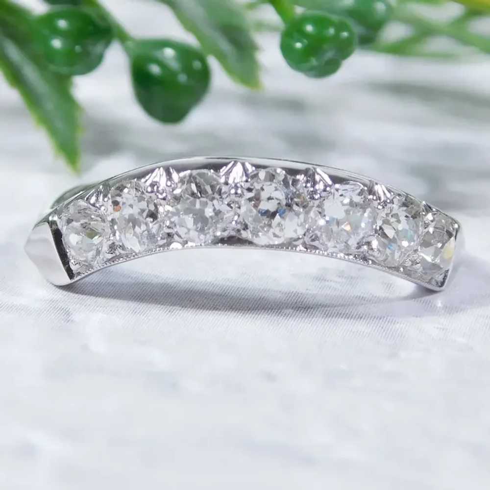 Art Deco Curved 1.14ctw Diamond Wedding Band 14K … - image 2