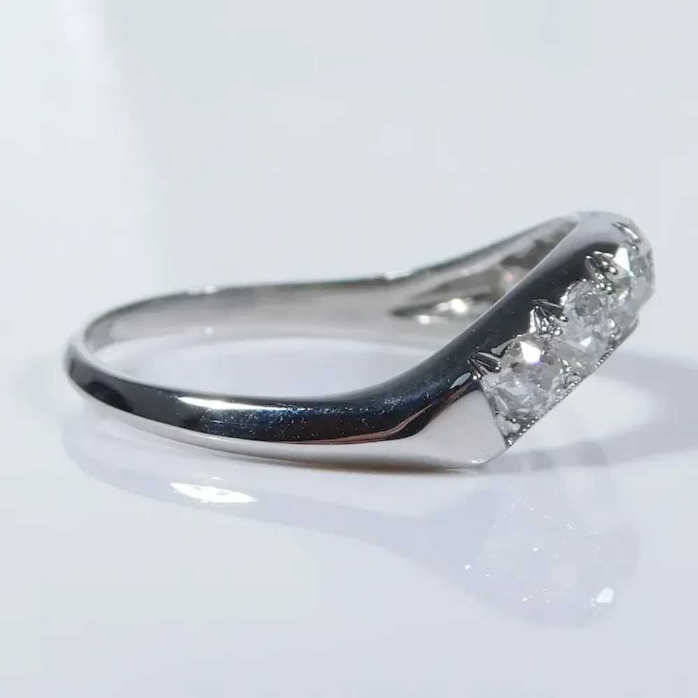 Art Deco Curved 1.14ctw Diamond Wedding Band 14K … - image 3