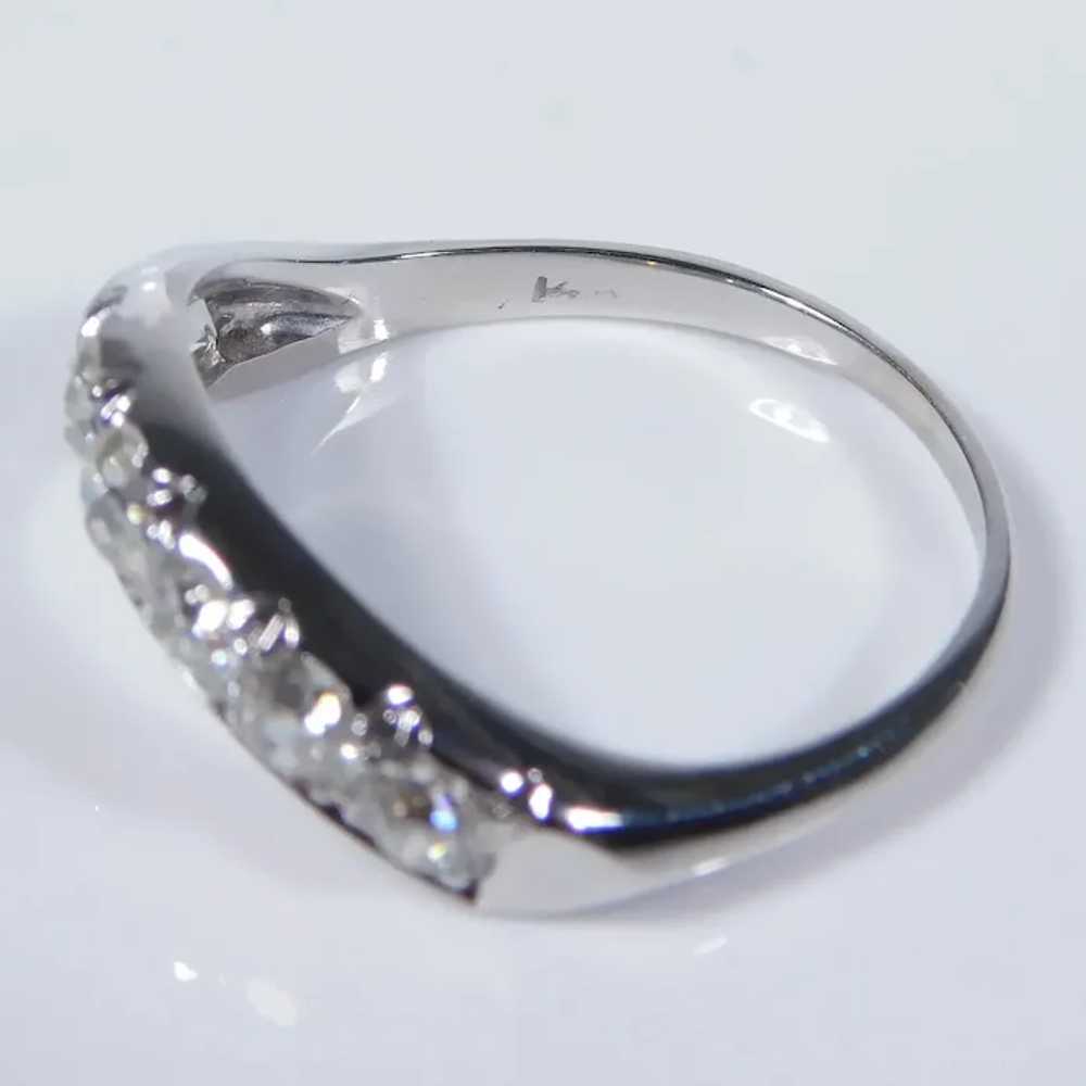 Art Deco Curved 1.14ctw Diamond Wedding Band 14K … - image 6