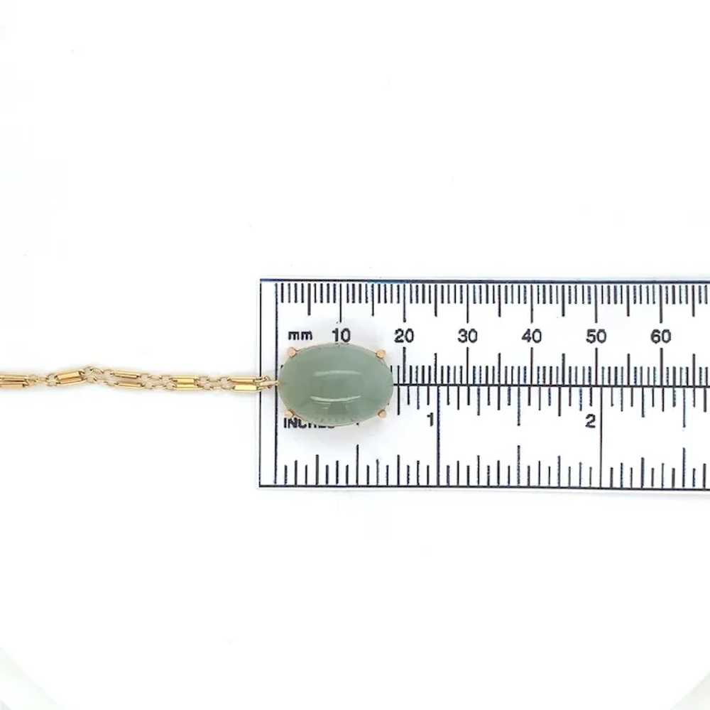 14K Yellow Gold Jadeite Jade Pendant with Bar Lin… - image 7