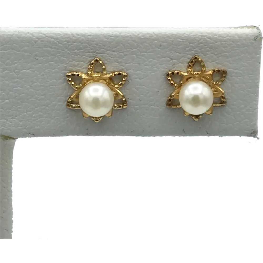 14KY 3.5mm Pearl Stud Earrings - image 1