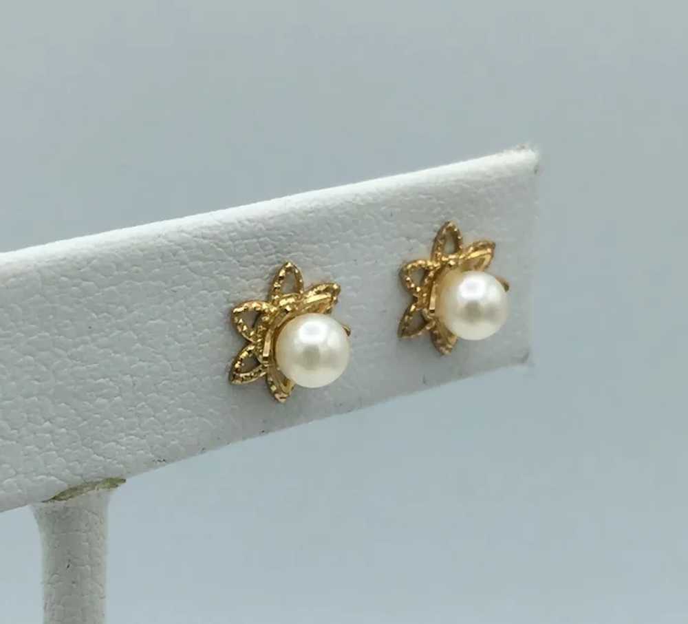 14KY 3.5mm Pearl Stud Earrings - image 3
