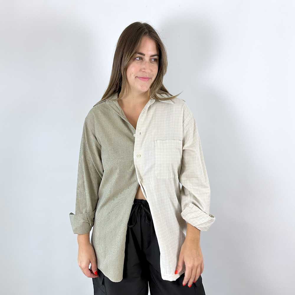 Neutral Plaid Half & Half Lounge Shirt (S-XXL) - image 5