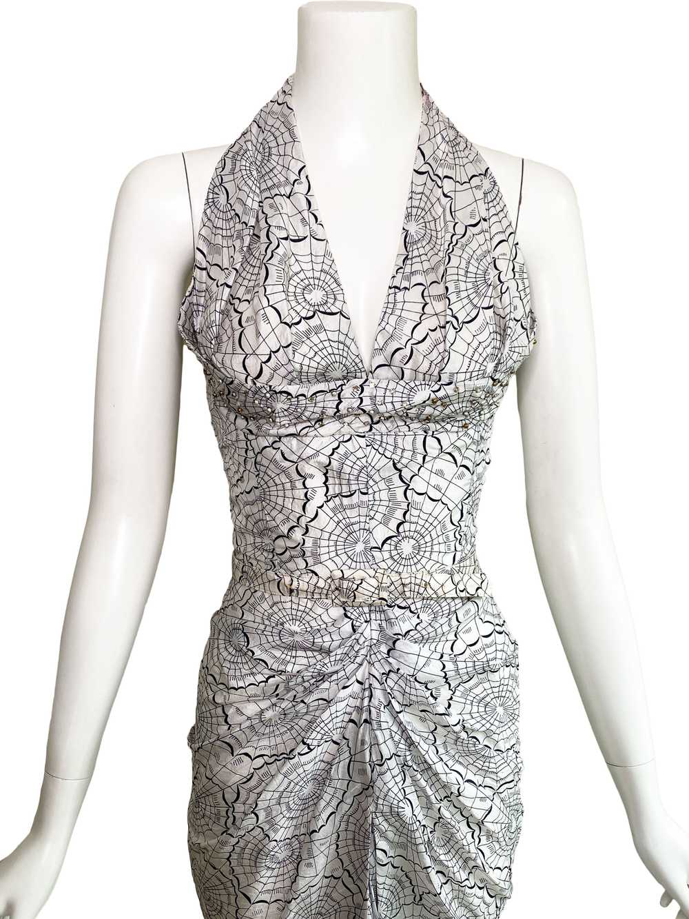 1950s Spiderweb Print Wiggle Dress - image 3