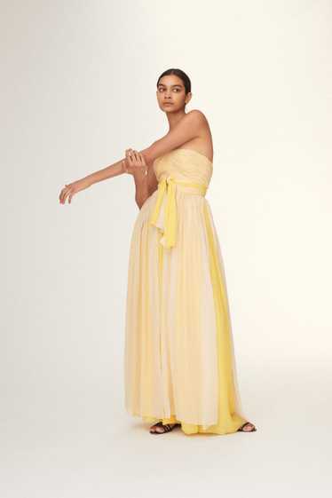 Silk Chiffon Pale Yellow Couture Gown