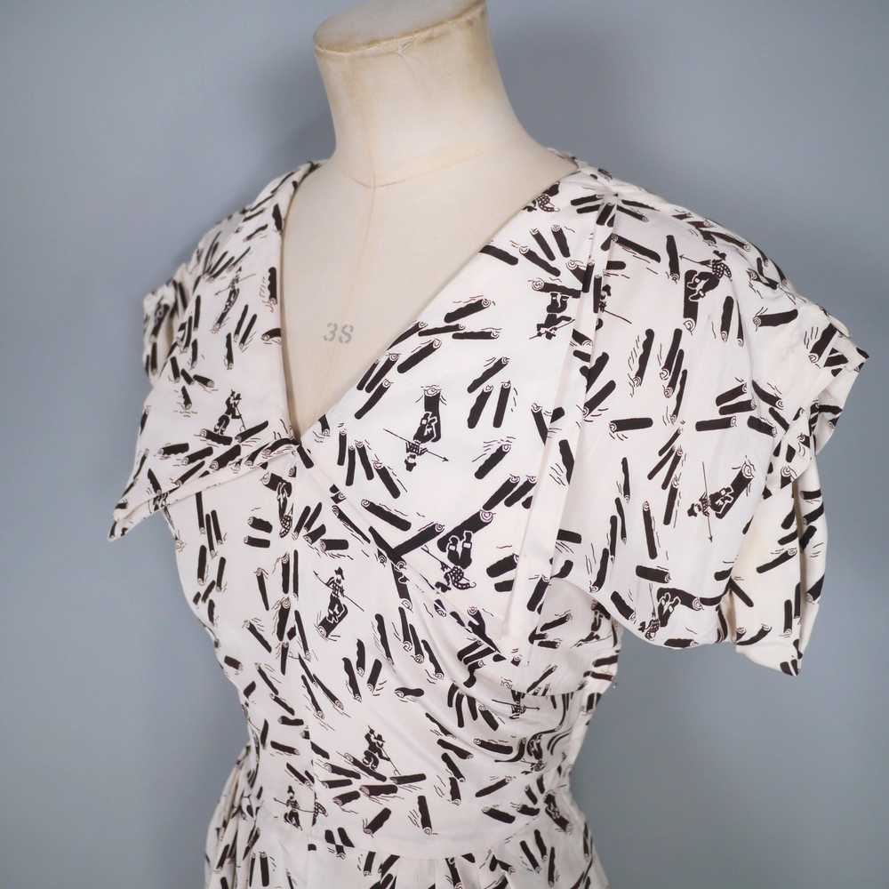 40s AMAZING WHIMSICAL NOVELTY PRINT DRESS WITH LO… - image 7