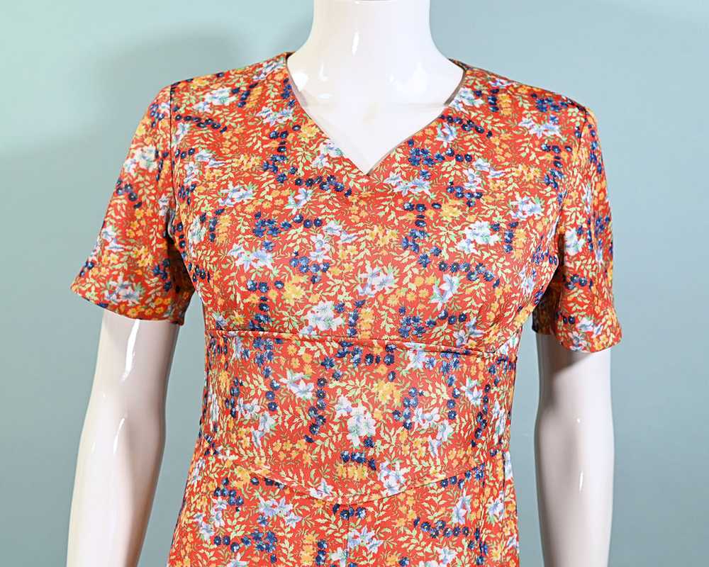 60s Floral Print Jumpsuit, Poly Ditzy Print Pants… - image 11
