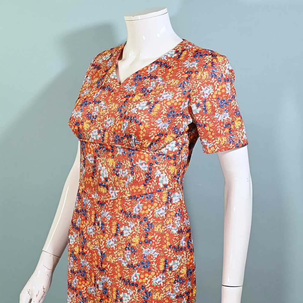 60s Floral Print Jumpsuit, Poly Ditzy Print Pants… - image 4