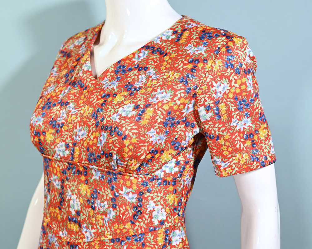 60s Floral Print Jumpsuit, Poly Ditzy Print Pants… - image 5