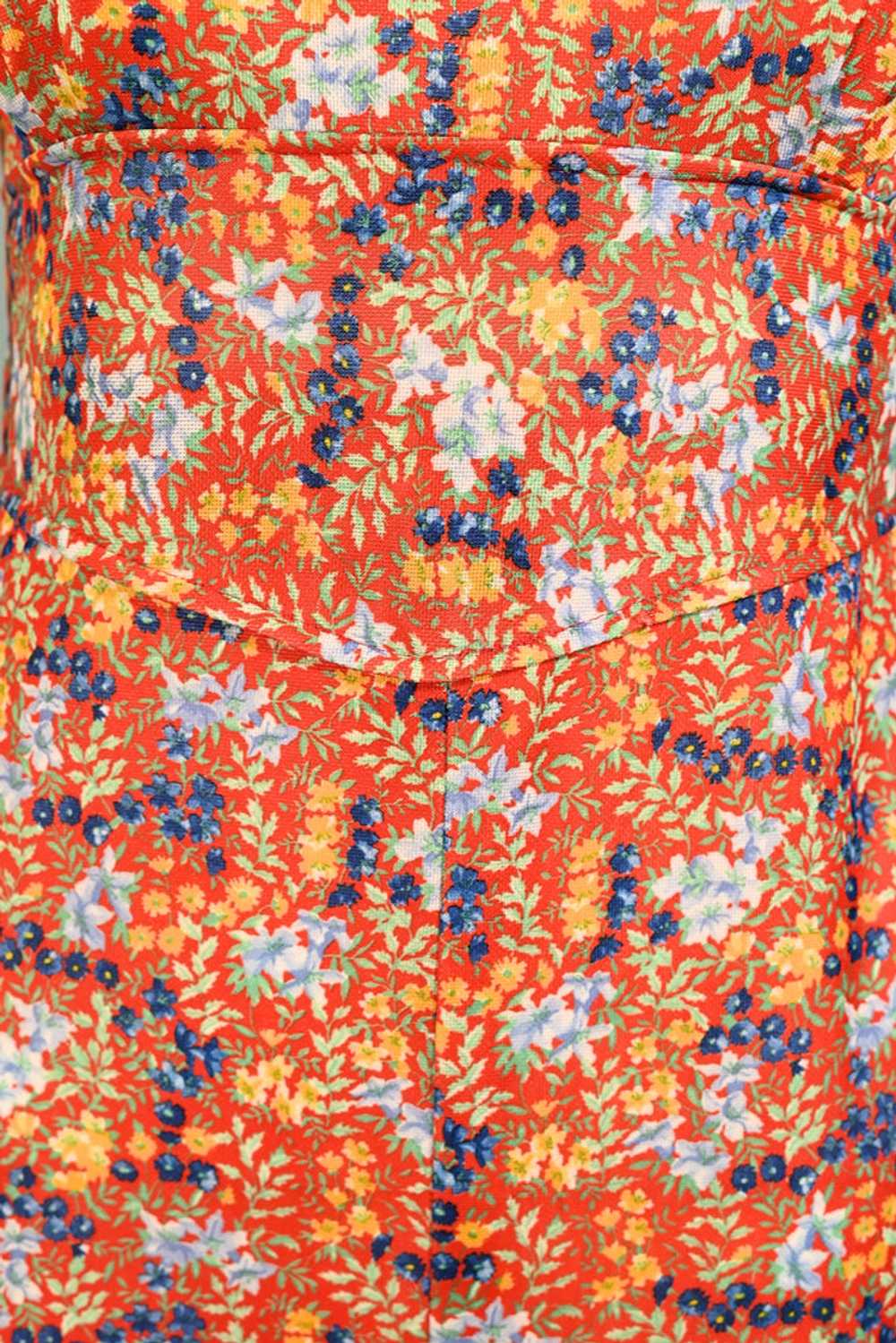 60s Floral Print Jumpsuit, Poly Ditzy Print Pants… - image 9