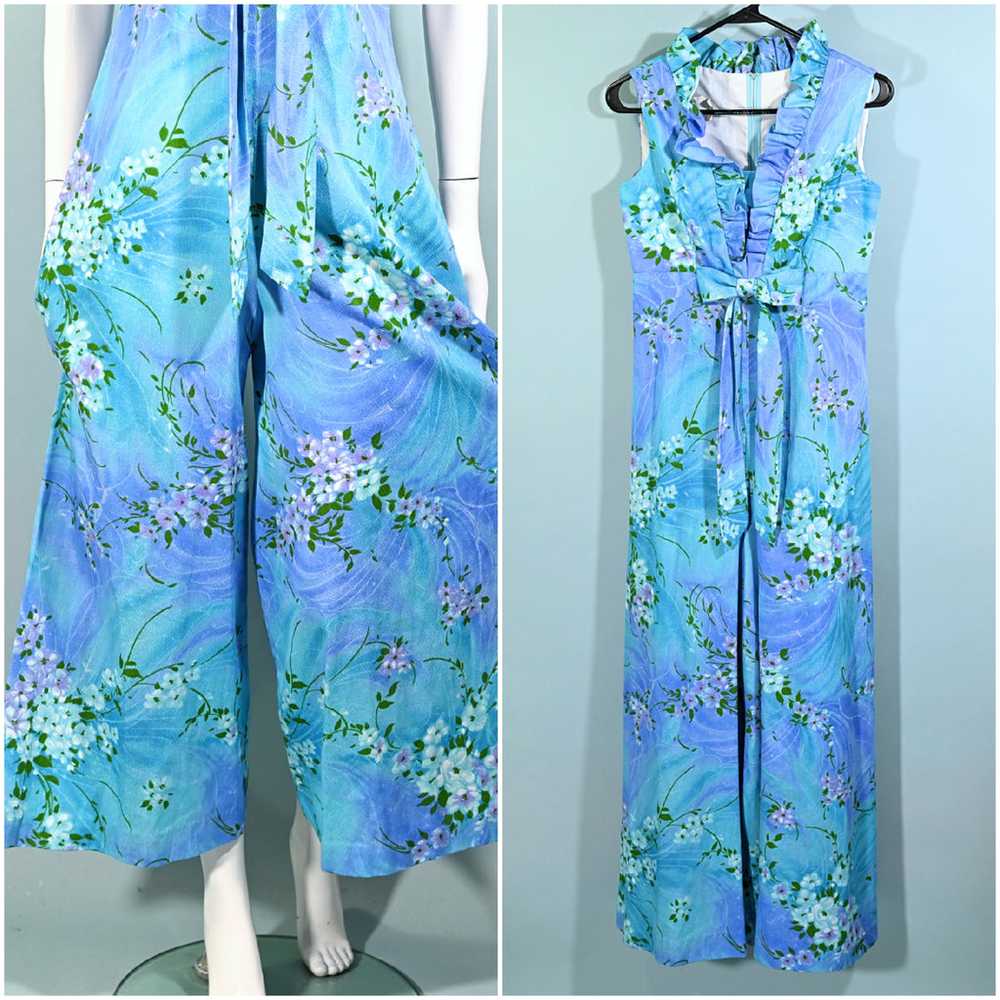 Vintage 60s/70s Hawaiian Maxi/Jumpsuit/Palazzo Pa… - image 4