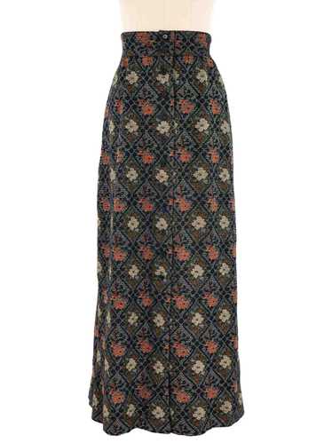 1970s Lurex Floral Midi Skirt