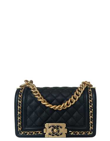 Chanel Black Caviar Leather Small Quilted Chain A… - image 1