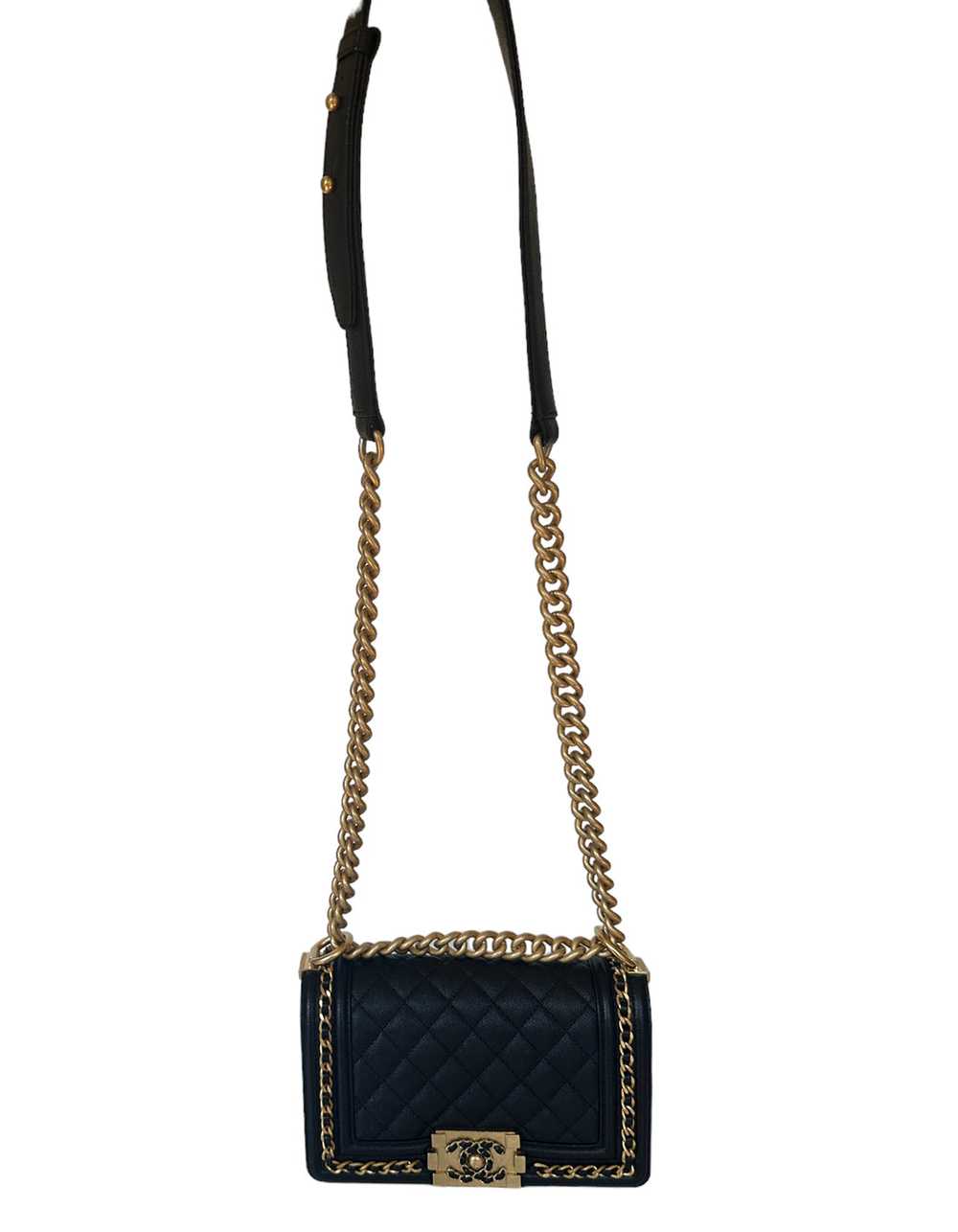 Chanel Black Caviar Leather Small Quilted Chain A… - image 3