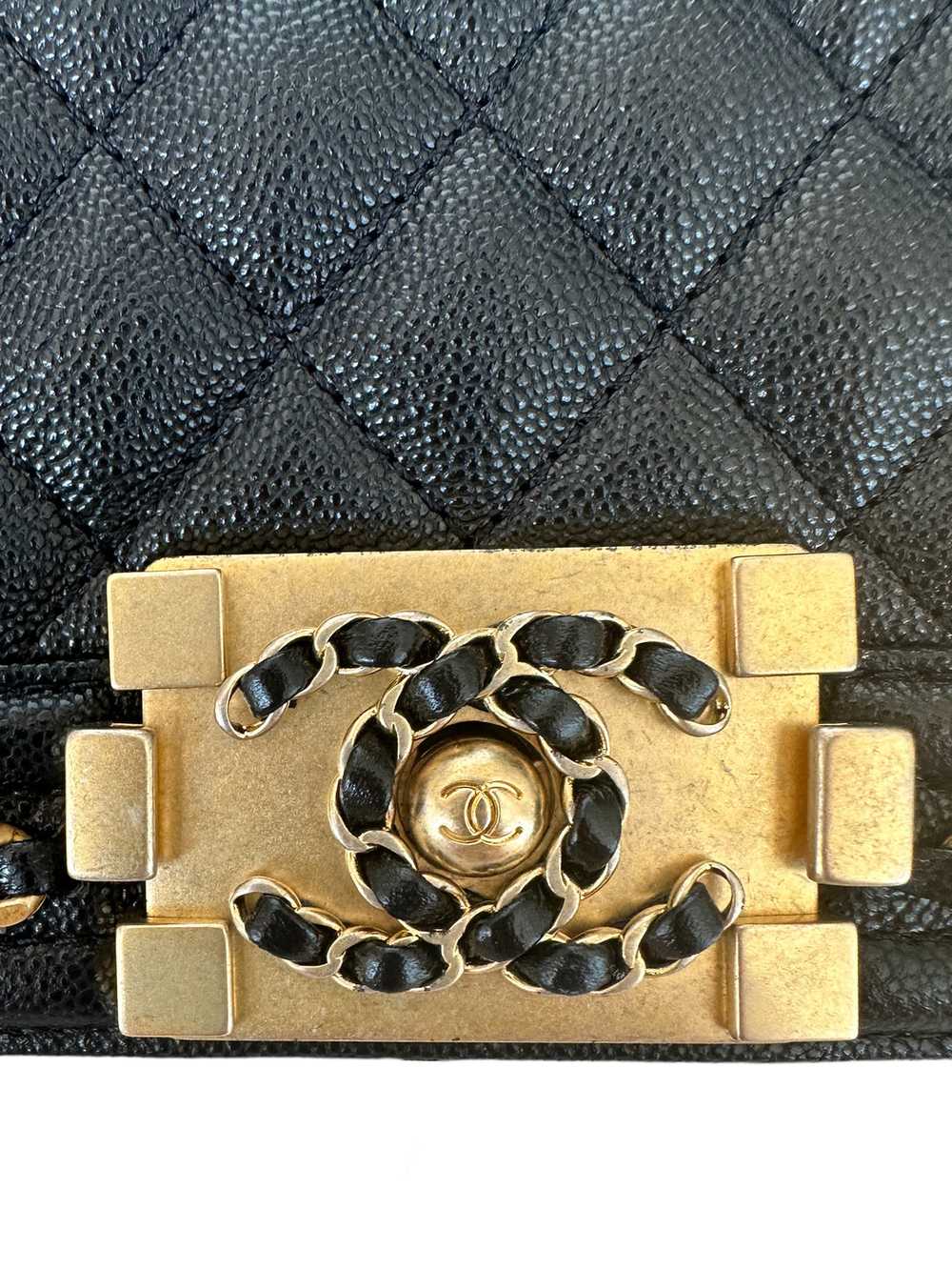 Chanel Black Caviar Leather Small Quilted Chain A… - image 8