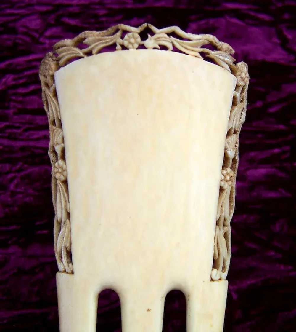 Victorian carved bone hair comb Spanish style hai… - image 6