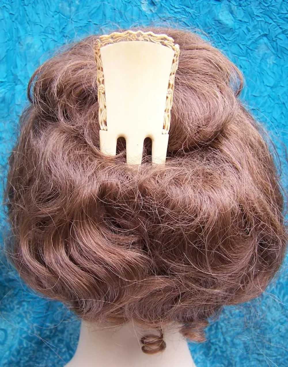 Victorian carved bone hair comb Spanish style hai… - image 8