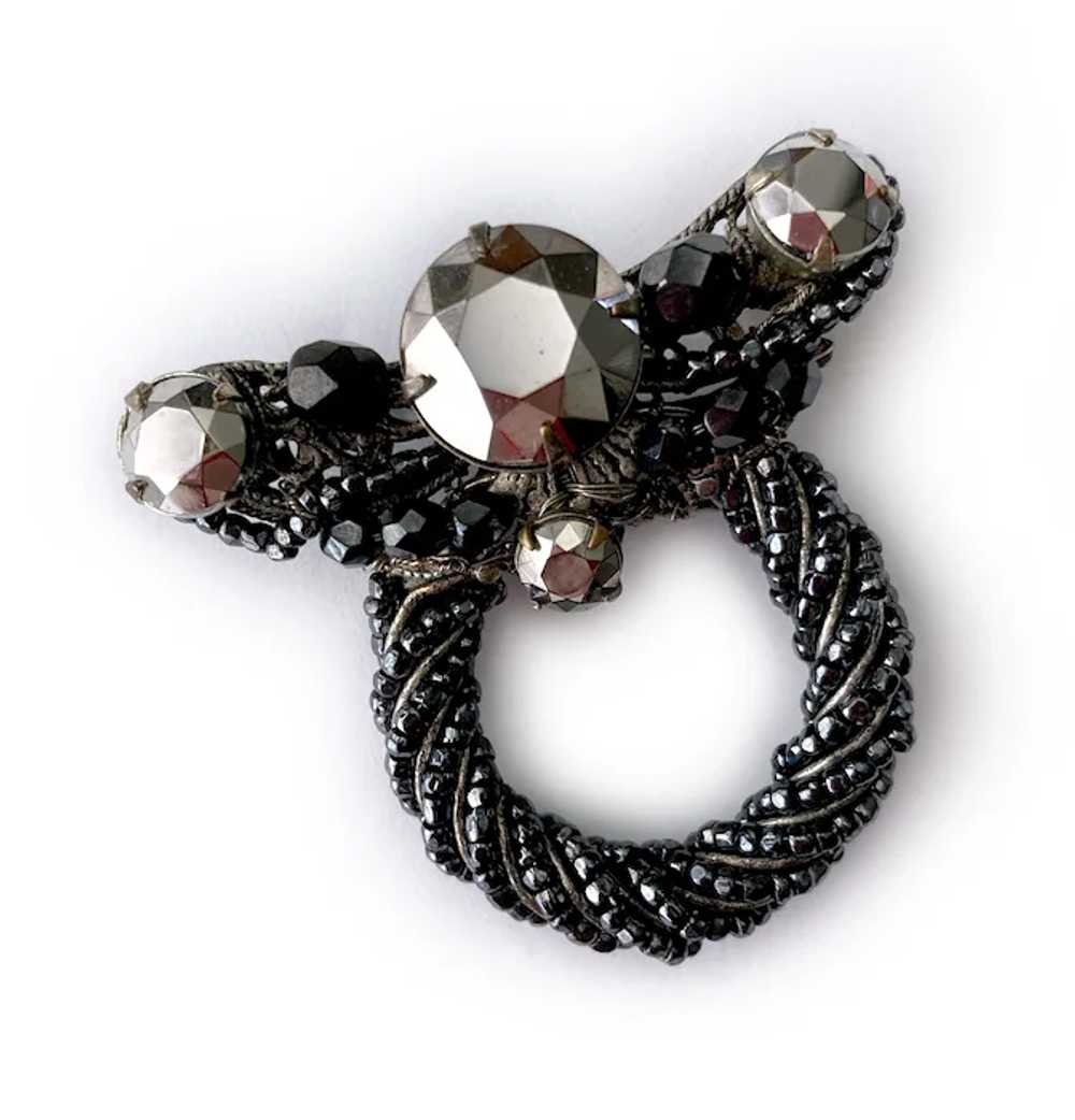 Faux 'Black Diamond' and Hematite Brooch & Earrin… - image 4