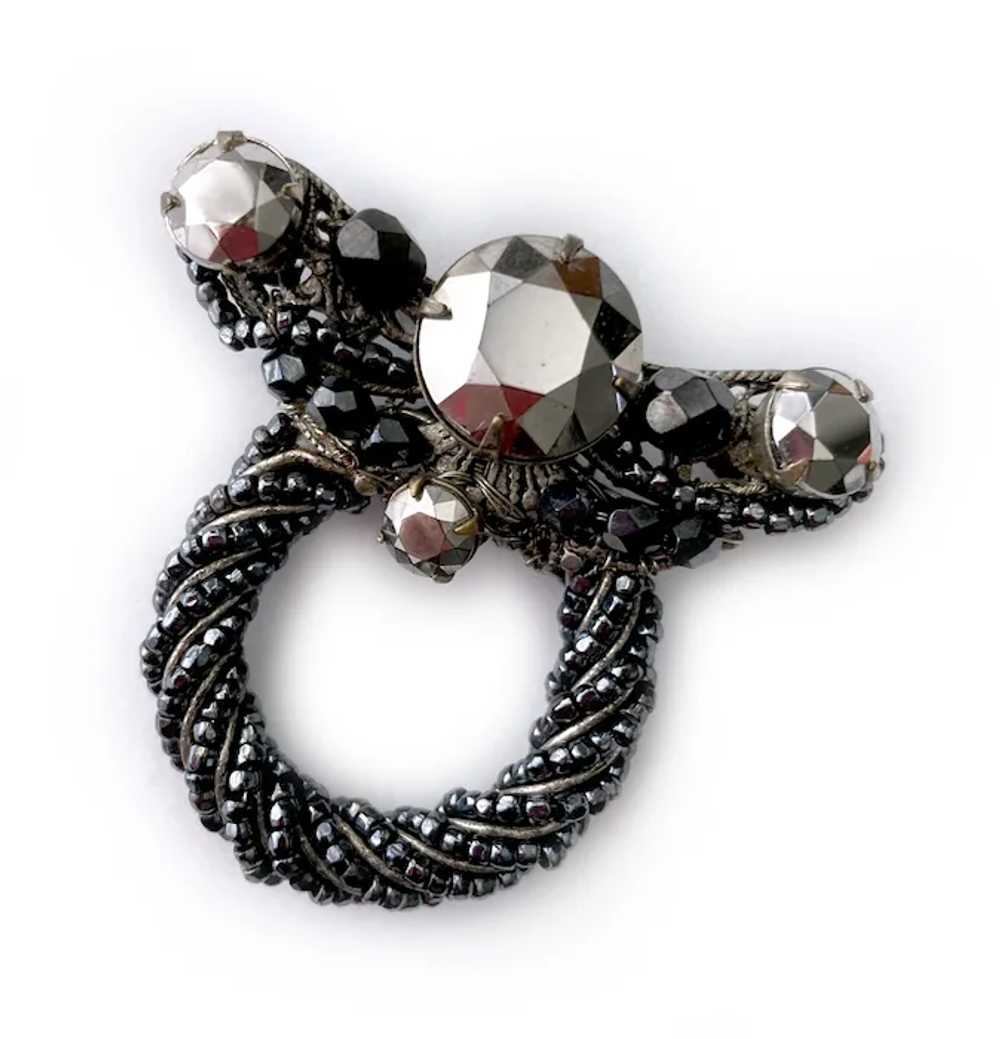 Faux 'Black Diamond' and Hematite Brooch & Earrin… - image 6