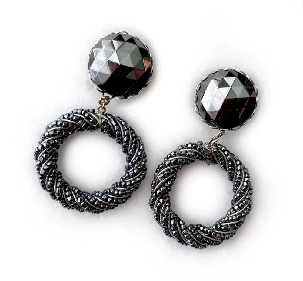 Faux 'Black Diamond' and Hematite Brooch & Earrin… - image 7