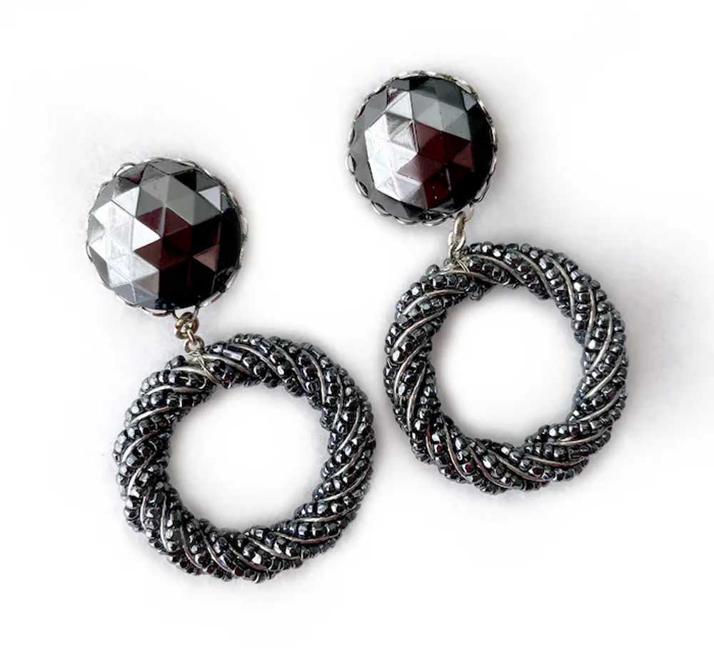 Faux 'Black Diamond' and Hematite Brooch & Earrin… - image 8