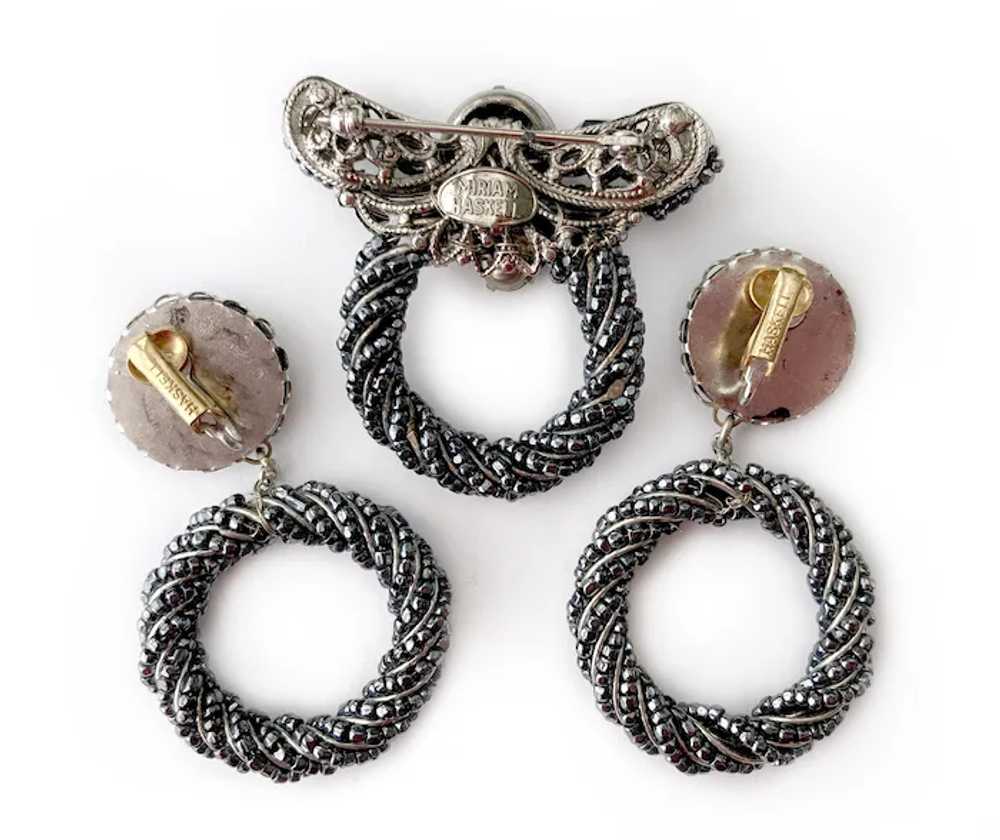 Faux 'Black Diamond' and Hematite Brooch & Earrin… - image 9